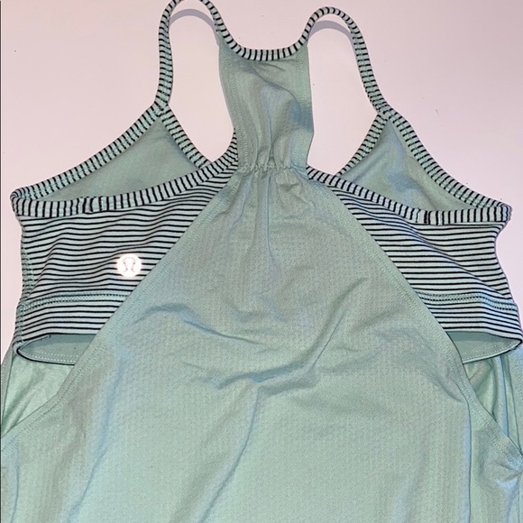 Lululemon Mint green and black striped bra tank - Picture 2 of 7